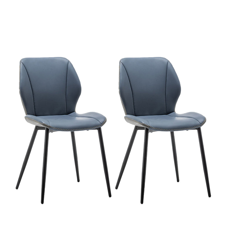 Contemporary Upholstered Dining Chairs Wingback Side Chair with Metal Legs Blue 2 Piece Set Clearhalo 'Dining Chairs' 'Dining Tables & Seating' 'dining_chair' 'furn' 'furn_dining_chair' 'Furniture' 'Kitchen & Dining Furniture' 6329506