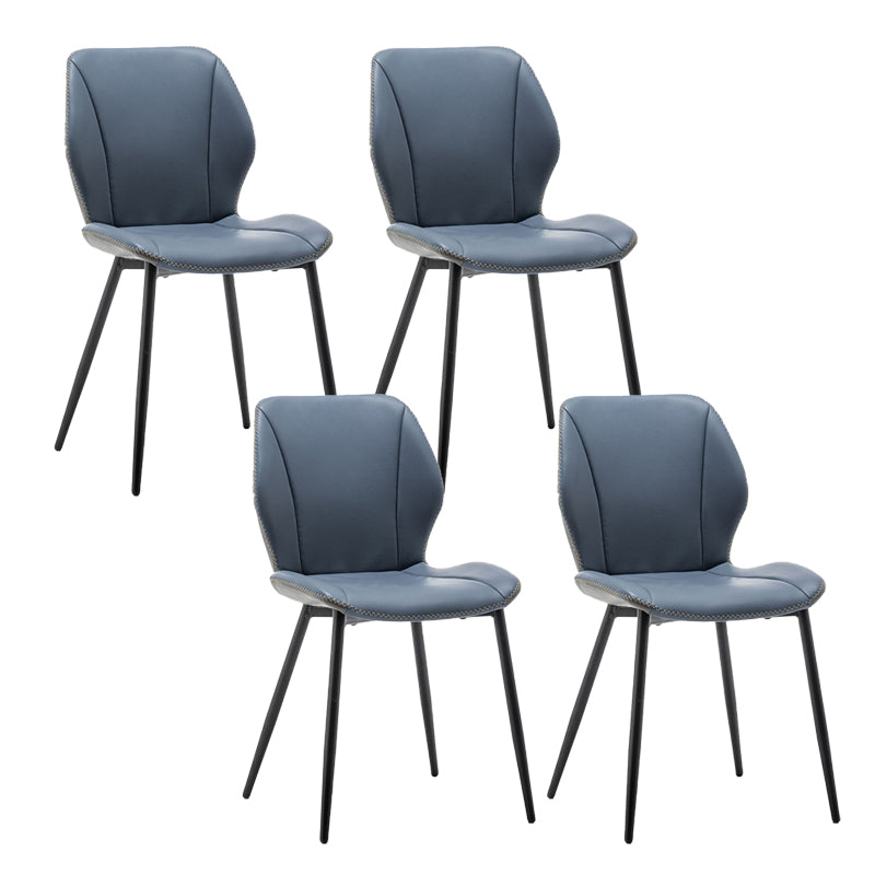 Contemporary Upholstered Dining Chairs Wingback Side Chair with Metal Legs Blue 4 Piece Set Clearhalo 'Dining Chairs' 'Dining Tables & Seating' 'dining_chair' 'furn' 'furn_dining_chair' 'Furniture' 'Kitchen & Dining Furniture' 6329507