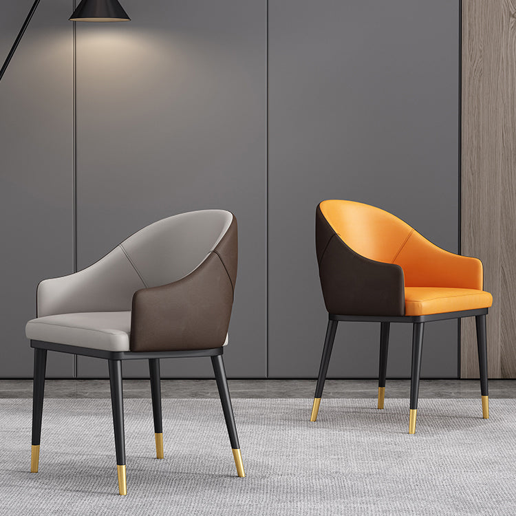 Glam Upholstered Arm Chair Faux Leather Open Back Dining Arm Chair for Home Clearhalo 'Dining Chairs' 'Dining Tables & Seating' 'dining_chair' 'furn' 'furn_dining_chair' 'Furniture' 'Kitchen & Dining Furniture' 6329594