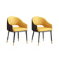 Glam Upholstered Arm Chair Faux Leather Open Back Dining Arm Chair for Home Yellow 2 Piece Set Clearhalo 'Dining Chairs' 'Dining Tables & Seating' 'dining_chair' 'furn' 'furn_dining_chair' 'Furniture' 'Kitchen & Dining Furniture' 6329595
