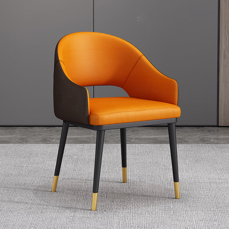 Glam Upholstered Arm Chair Faux Leather Open Back Dining Arm Chair for Home Clearhalo 'Dining Chairs' 'Dining Tables & Seating' 'dining_chair' 'furn' 'furn_dining_chair' 'Furniture' 'Kitchen & Dining Furniture' 6329596