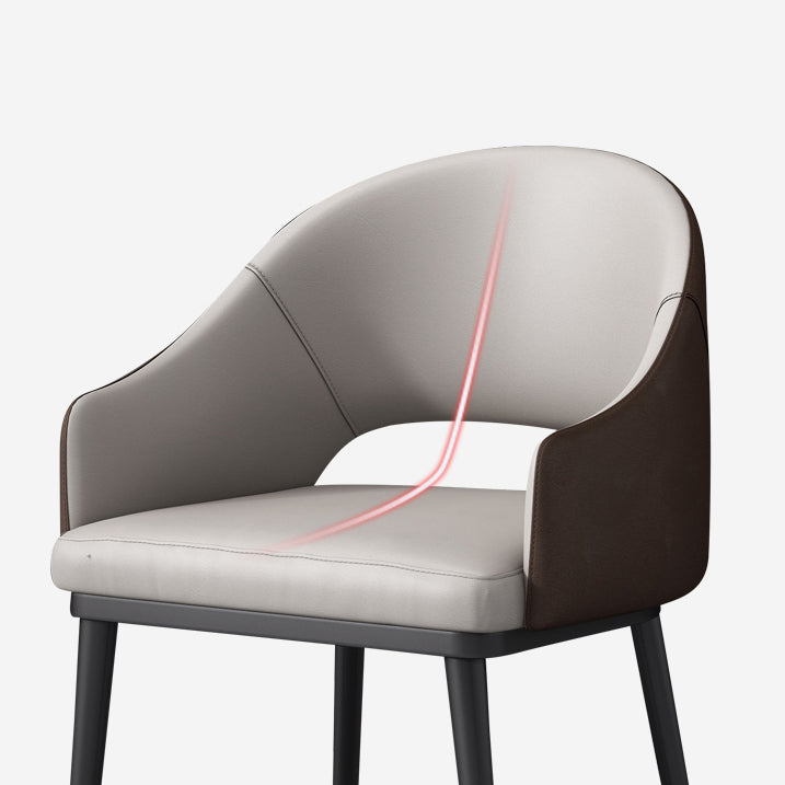 Glam Upholstered Arm Chair Faux Leather Open Back Dining Arm Chair for Home Clearhalo 'Dining Chairs' 'Dining Tables & Seating' 'dining_chair' 'furn' 'furn_dining_chair' 'Furniture' 'Kitchen & Dining Furniture' 6329599