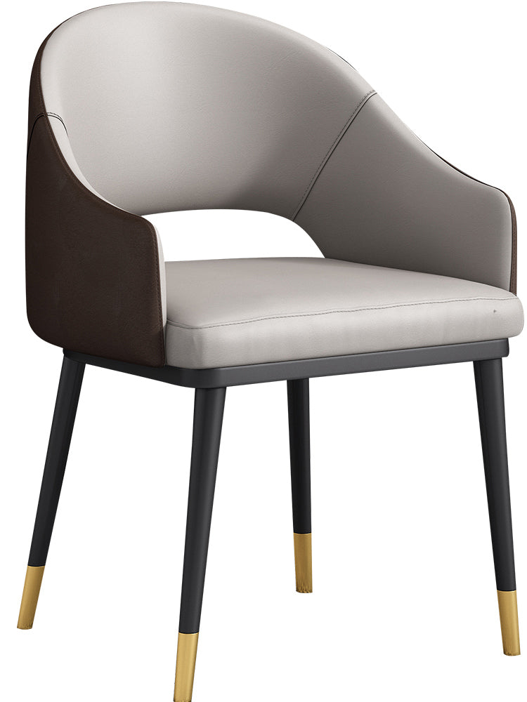 Glam Upholstered Arm Chair Faux Leather Open Back Dining Arm Chair for Home Clearhalo 'Dining Chairs' 'Dining Tables & Seating' 'dining_chair' 'furn' 'furn_dining_chair' 'Furniture' 'Kitchen & Dining Furniture' 6329602