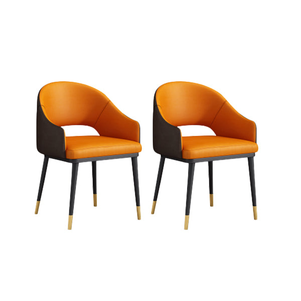 Glam Upholstered Arm Chair Faux Leather Open Back Dining Arm Chair for Home Orange 2 Piece Set Clearhalo 'Dining Chairs' 'Dining Tables & Seating' 'dining_chair' 'furn' 'furn_dining_chair' 'Furniture' 'Kitchen & Dining Furniture' 6329605