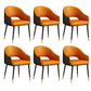 Glam Upholstered Arm Chair Faux Leather Open Back Dining Arm Chair for Home Orange 6 Piece Set Clearhalo 'Dining Chairs' 'Dining Tables & Seating' 'dining_chair' 'furn' 'furn_dining_chair' 'Furniture' 'Kitchen & Dining Furniture' 6329607