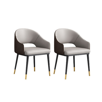 Glam Upholstered Arm Chair Faux Leather Open Back Dining Arm Chair for Home Grey 2 Piece Set Clearhalo 'Dining Chairs' 'Dining Tables & Seating' 'dining_chair' 'furn' 'furn_dining_chair' 'Furniture' 'Kitchen & Dining Furniture' 6329609