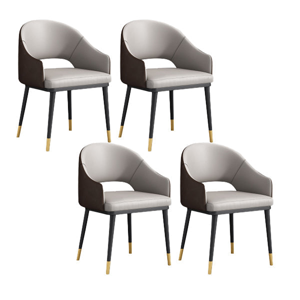 Glam Upholstered Arm Chair Faux Leather Open Back Dining Arm Chair for Home Grey 4 Piece Set Clearhalo 'Dining Chairs' 'Dining Tables & Seating' 'dining_chair' 'furn' 'furn_dining_chair' 'Furniture' 'Kitchen & Dining Furniture' 6329610