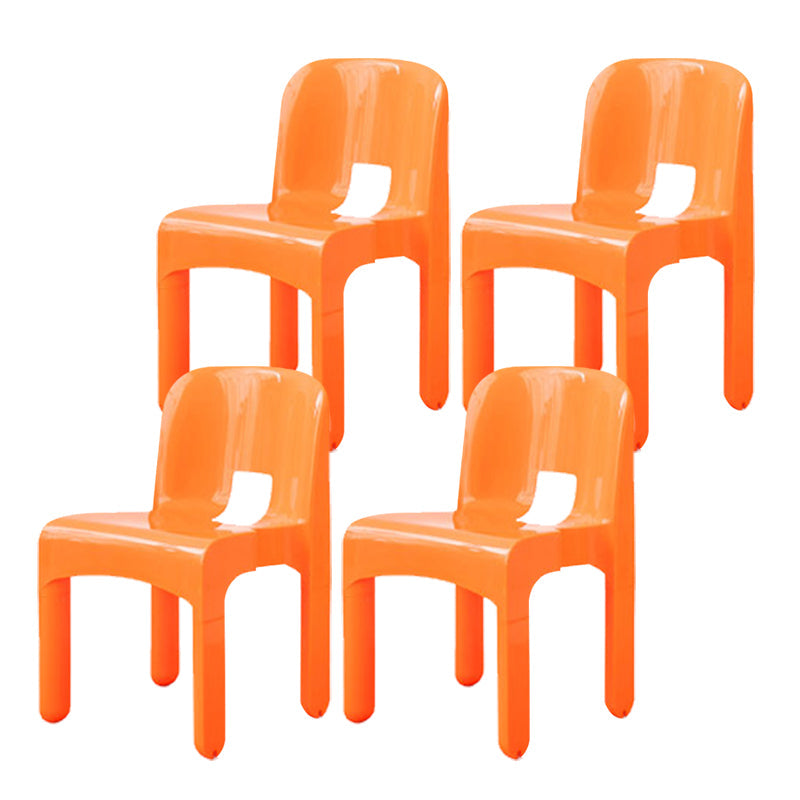 Plastic Open Back Dining Chair Stackable Side Chair for Dining Room Orange 4 Piece Set Clearhalo 'Dining Chairs' 'Dining Tables & Seating' 'dining_chair' 'furn' 'furn_dining_chair' 'Furniture' 'Kitchen & Dining Furniture' 6329627