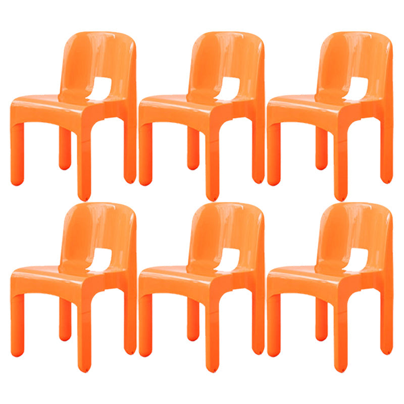 Plastic Open Back Dining Chair Stackable Side Chair for Dining Room Orange 6 Piece Set Clearhalo 'Dining Chairs' 'Dining Tables & Seating' 'dining_chair' 'furn' 'furn_dining_chair' 'Furniture' 'Kitchen & Dining Furniture' 6329628