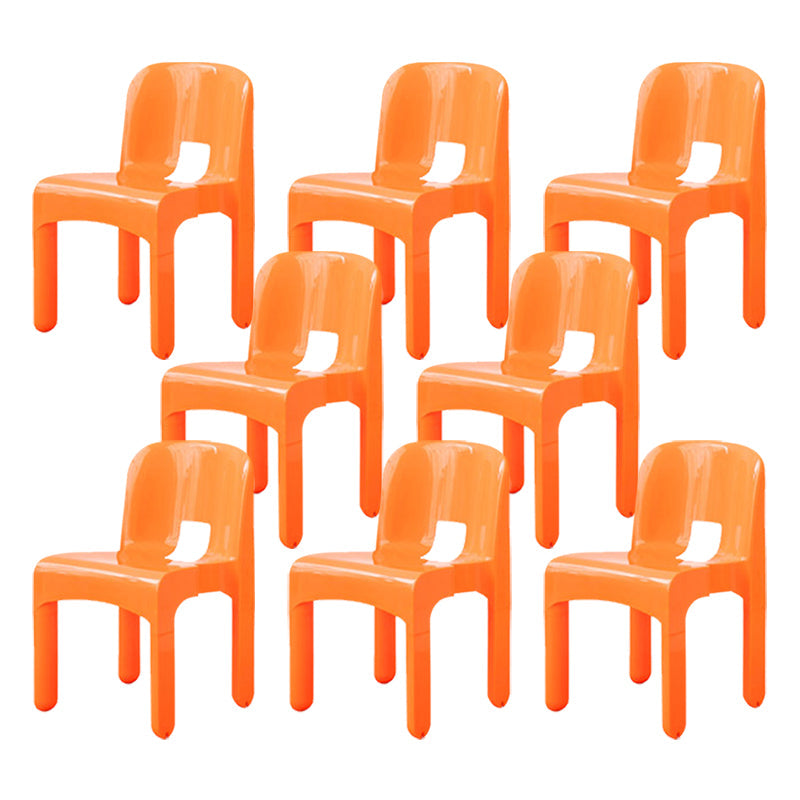 Plastic Open Back Dining Chair Stackable Side Chair for Dining Room Orange 8 Piece Set Clearhalo 'Dining Chairs' 'Dining Tables & Seating' 'dining_chair' 'furn' 'furn_dining_chair' 'Furniture' 'Kitchen & Dining Furniture' 6329629