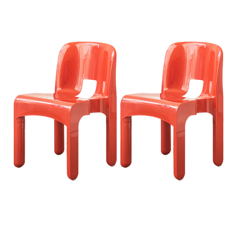 Plastic Open Back Dining Chair Stackable Side Chair for Dining Room Red 2 Piece Set Clearhalo 'Dining Chairs' 'Dining Tables & Seating' 'dining_chair' 'furn' 'furn_dining_chair' 'Furniture' 'Kitchen & Dining Furniture' 6329631