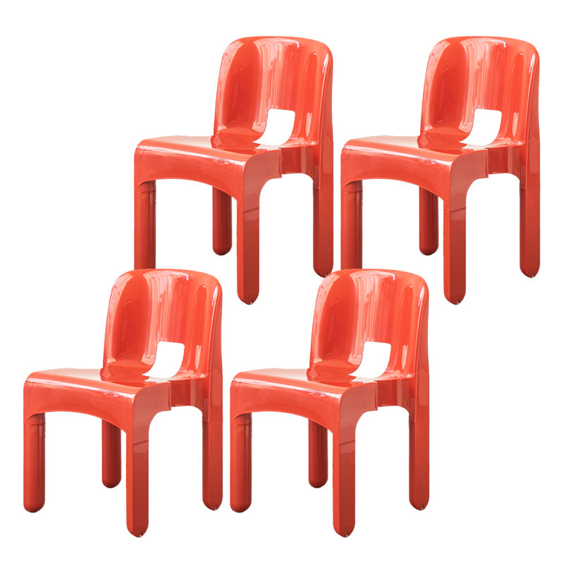 Plastic Open Back Dining Chair Stackable Side Chair for Dining Room Red 4 Piece Set Clearhalo 'Dining Chairs' 'Dining Tables & Seating' 'dining_chair' 'furn' 'furn_dining_chair' 'Furniture' 'Kitchen & Dining Furniture' 6329632