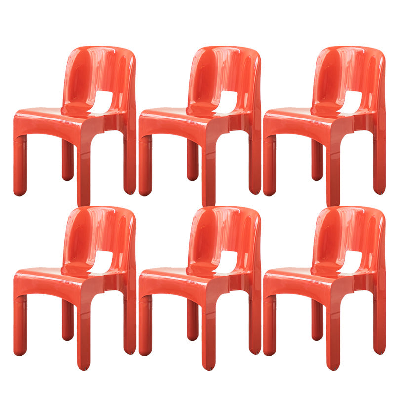 Plastic Open Back Dining Chair Stackable Side Chair for Dining Room Red 6 Piece Set Clearhalo 'Dining Chairs' 'Dining Tables & Seating' 'dining_chair' 'furn' 'furn_dining_chair' 'Furniture' 'Kitchen & Dining Furniture' 6329633