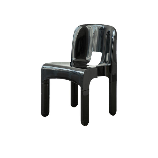 Plastic Open Back Dining Chair Stackable Side Chair for Dining Room Black 1 Piece