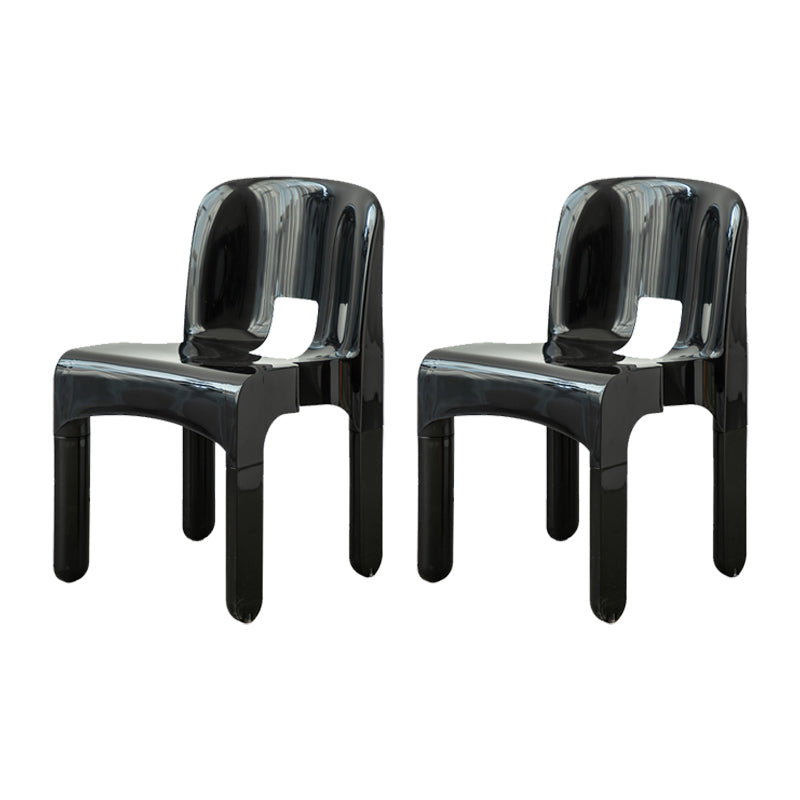 Plastic Open Back Dining Chair Stackable Side Chair for Dining Room Black 2 Piece Set Clearhalo 'Dining Chairs' 'Dining Tables & Seating' 'dining_chair' 'furn' 'furn_dining_chair' 'Furniture' 'Kitchen & Dining Furniture' 6329636