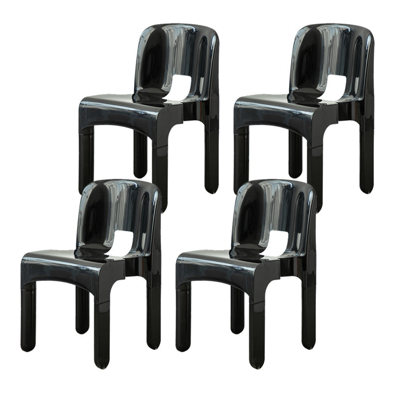 Plastic Open Back Dining Chair Stackable Side Chair for Dining Room Black 4 Piece Set Clearhalo 'Dining Chairs' 'Dining Tables & Seating' 'dining_chair' 'furn' 'furn_dining_chair' 'Furniture' 'Kitchen & Dining Furniture' 6329637