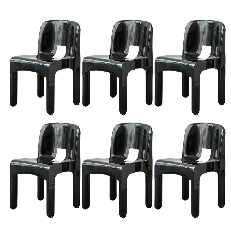 Plastic Open Back Dining Chair Stackable Side Chair for Dining Room Black 6 Piece Set Clearhalo 'Dining Chairs' 'Dining Tables & Seating' 'dining_chair' 'furn' 'furn_dining_chair' 'Furniture' 'Kitchen & Dining Furniture' 6329638