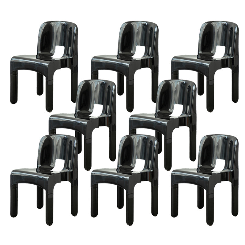 Plastic Open Back Dining Chair Stackable Side Chair for Dining Room Black 8 Piece Set Clearhalo 'Dining Chairs' 'Dining Tables & Seating' 'dining_chair' 'furn' 'furn_dining_chair' 'Furniture' 'Kitchen & Dining Furniture' 6329639