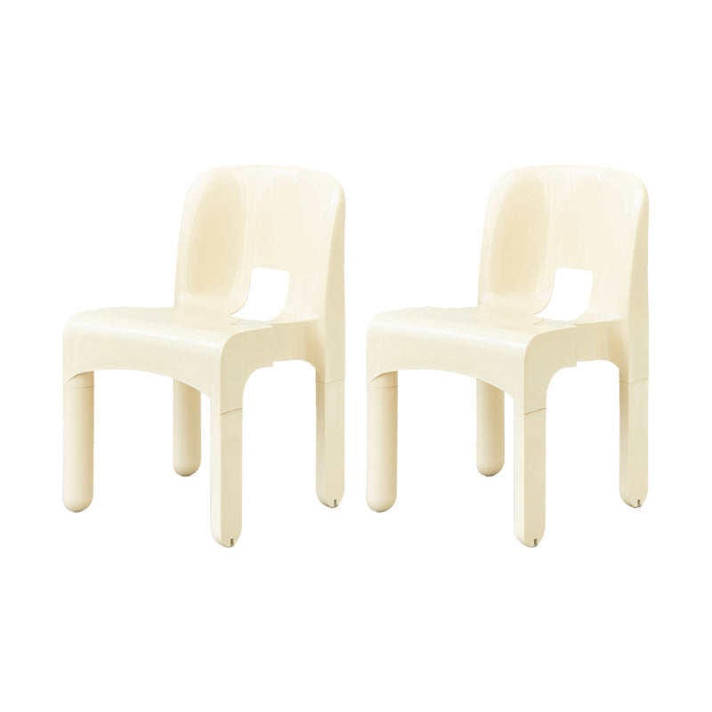 Plastic Open Back Dining Chair Stackable Side Chair for Dining Room Off-White 2 Piece Set Clearhalo 'Dining Chairs' 'Dining Tables & Seating' 'dining_chair' 'furn' 'furn_dining_chair' 'Furniture' 'Kitchen & Dining Furniture' 6329641