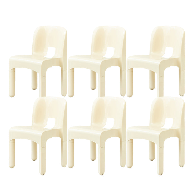Plastic Open Back Dining Chair Stackable Side Chair for Dining Room Off-White 6 Piece Set Clearhalo 'Dining Chairs' 'Dining Tables & Seating' 'dining_chair' 'furn' 'furn_dining_chair' 'Furniture' 'Kitchen & Dining Furniture' 6329643