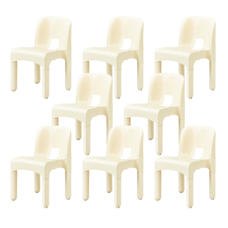 Plastic Open Back Dining Chair Stackable Side Chair for Dining Room Off-White 8 Piece Set Clearhalo 'Dining Chairs' 'Dining Tables & Seating' 'dining_chair' 'furn' 'furn_dining_chair' 'Furniture' 'Kitchen & Dining Furniture' 6329644