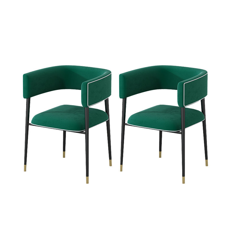 Glam Upholstered Dining Arm Chair Open Back Arm Chair for Dining Room Blackish Green 2 Piece Set Clearhalo 'Dining Chairs' 'Dining Tables & Seating' 'dining_chair' 'furn' 'furn_dining_chair' 'Furniture' 'Kitchen & Dining Furniture' 6329663