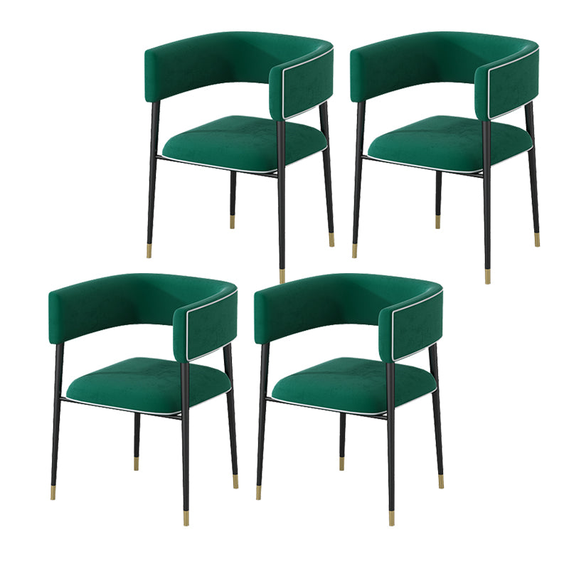 Glam Upholstered Dining Arm Chair Open Back Arm Chair for Dining Room Blackish Green 4 Piece Set Clearhalo 'Dining Chairs' 'Dining Tables & Seating' 'dining_chair' 'furn' 'furn_dining_chair' 'Furniture' 'Kitchen & Dining Furniture' 6329665