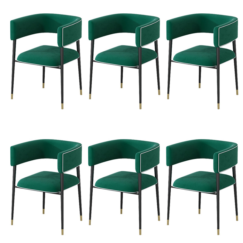 Glam Upholstered Dining Arm Chair Open Back Arm Chair for Dining Room Blackish Green 6 Piece Set Clearhalo 'Dining Chairs' 'Dining Tables & Seating' 'dining_chair' 'furn' 'furn_dining_chair' 'Furniture' 'Kitchen & Dining Furniture' 6329667