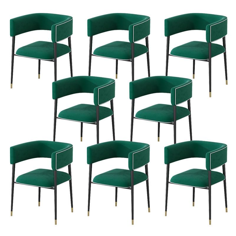 Glam Upholstered Dining Arm Chair Open Back Arm Chair for Dining Room Blackish Green 8 Piece Set Clearhalo 'Dining Chairs' 'Dining Tables & Seating' 'dining_chair' 'furn' 'furn_dining_chair' 'Furniture' 'Kitchen & Dining Furniture' 6329669