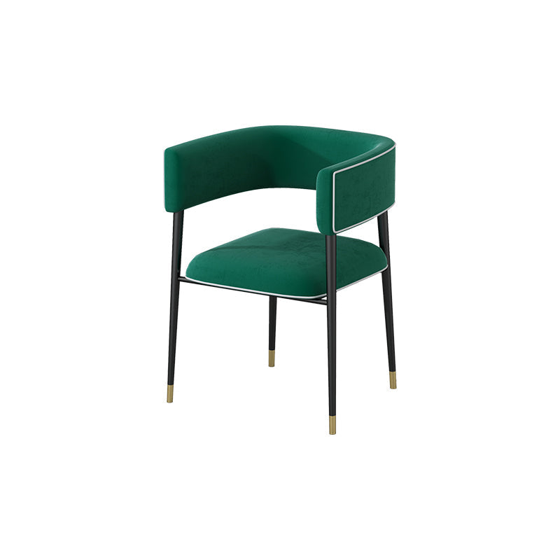 Glam Upholstered Dining Arm Chair Open Back Arm Chair for Dining Room Blackish Green 1 Piece Clearhalo 'Dining Chairs' 'Dining Tables & Seating' 'dining_chair' 'furn' 'furn_dining_chair' 'Furniture' 'Kitchen & Dining Furniture' 6329670