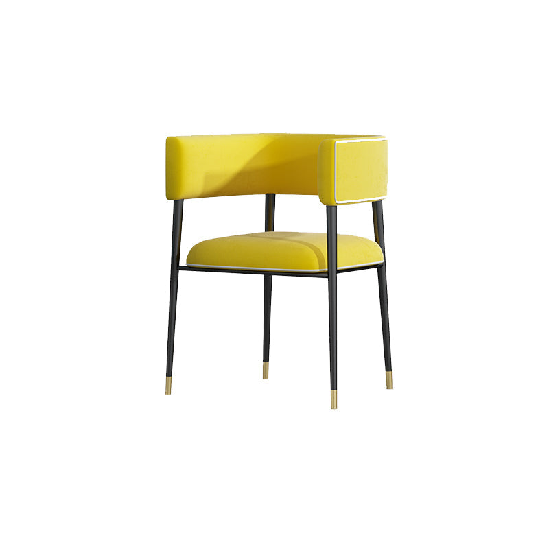 Glam Upholstered Dining Arm Chair Open Back Arm Chair for Dining Room Yellow 1 Piece Clearhalo 'Dining Chairs' 'Dining Tables & Seating' 'dining_chair' 'furn' 'furn_dining_chair' 'Furniture' 'Kitchen & Dining Furniture' 6329671