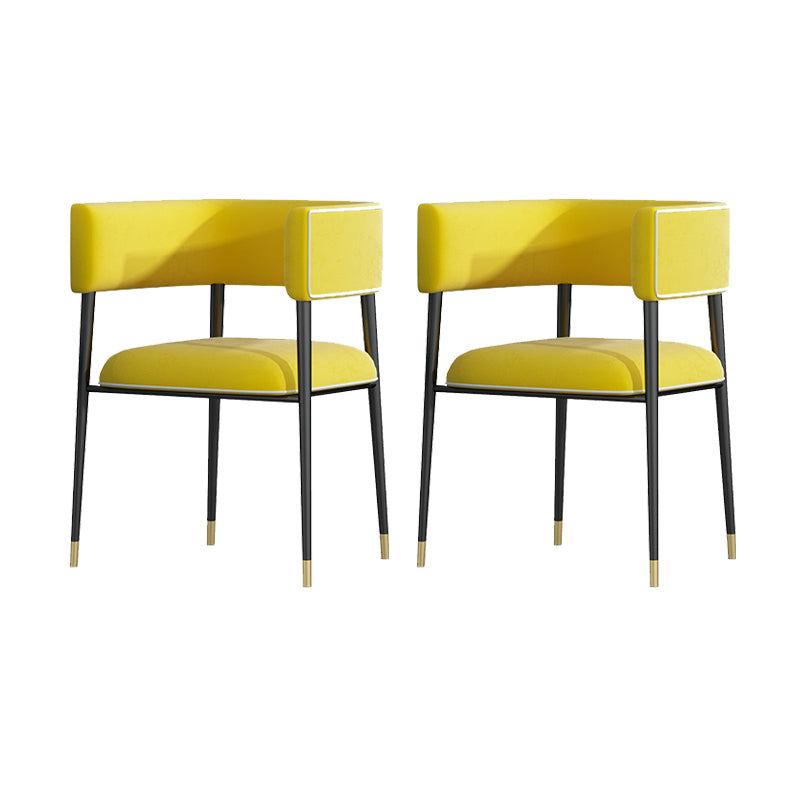 Glam Upholstered Dining Arm Chair Open Back Arm Chair for Dining Room Yellow 2 Piece Set Clearhalo 'Dining Chairs' 'Dining Tables & Seating' 'dining_chair' 'furn' 'furn_dining_chair' 'Furniture' 'Kitchen & Dining Furniture' 6329673