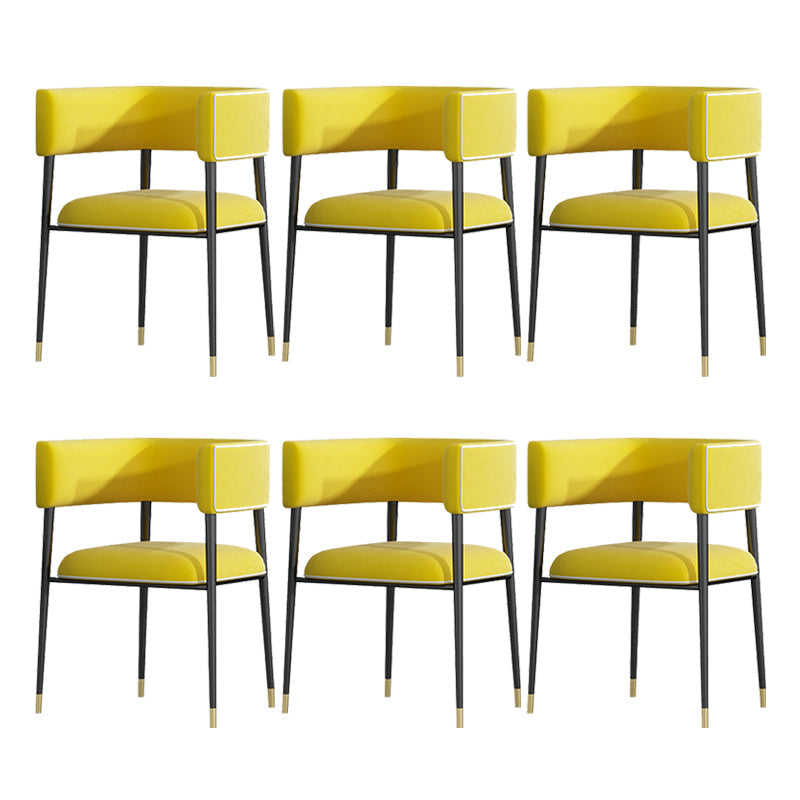 Glam Upholstered Dining Arm Chair Open Back Arm Chair for Dining Room Yellow 6 Piece Set Clearhalo 'Dining Chairs' 'Dining Tables & Seating' 'dining_chair' 'furn' 'furn_dining_chair' 'Furniture' 'Kitchen & Dining Furniture' 6329676
