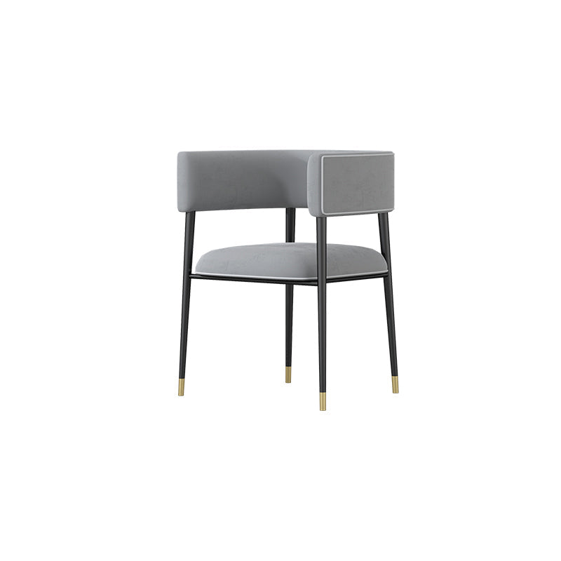 Glam Upholstered Dining Arm Chair Open Back Arm Chair for Dining Room Grey 1 Piece Clearhalo 'Dining Chairs' 'Dining Tables & Seating' 'dining_chair' 'furn' 'furn_dining_chair' 'Furniture' 'Kitchen & Dining Furniture' 6329678