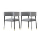 Glam Upholstered Dining Arm Chair Open Back Arm Chair for Dining Room Grey 2 Piece Set Clearhalo 'Dining Chairs' 'Dining Tables & Seating' 'dining_chair' 'furn' 'furn_dining_chair' 'Furniture' 'Kitchen & Dining Furniture' 6329679