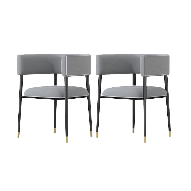 Glam Upholstered Dining Arm Chair Open Back Arm Chair for Dining Room Grey 2 Piece Set Clearhalo 'Dining Chairs' 'Dining Tables & Seating' 'dining_chair' 'furn' 'furn_dining_chair' 'Furniture' 'Kitchen & Dining Furniture' 6329679