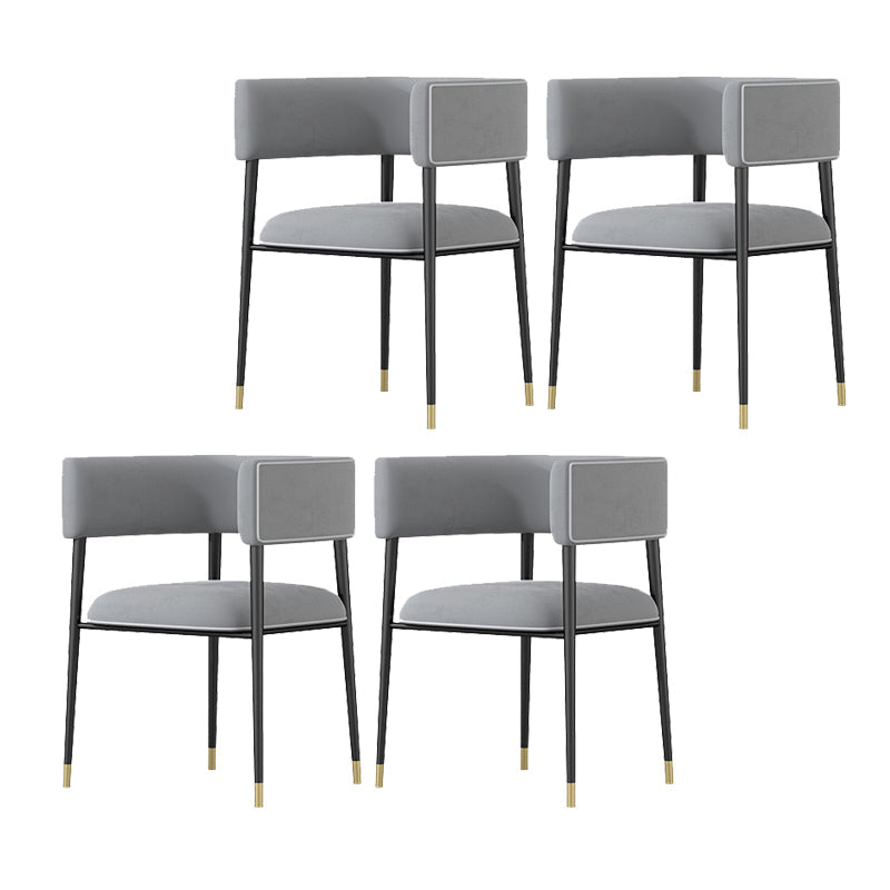 Glam Upholstered Dining Arm Chair Open Back Arm Chair for Dining Room Grey 4 Piece Set Clearhalo 'Dining Chairs' 'Dining Tables & Seating' 'dining_chair' 'furn' 'furn_dining_chair' 'Furniture' 'Kitchen & Dining Furniture' 6329680