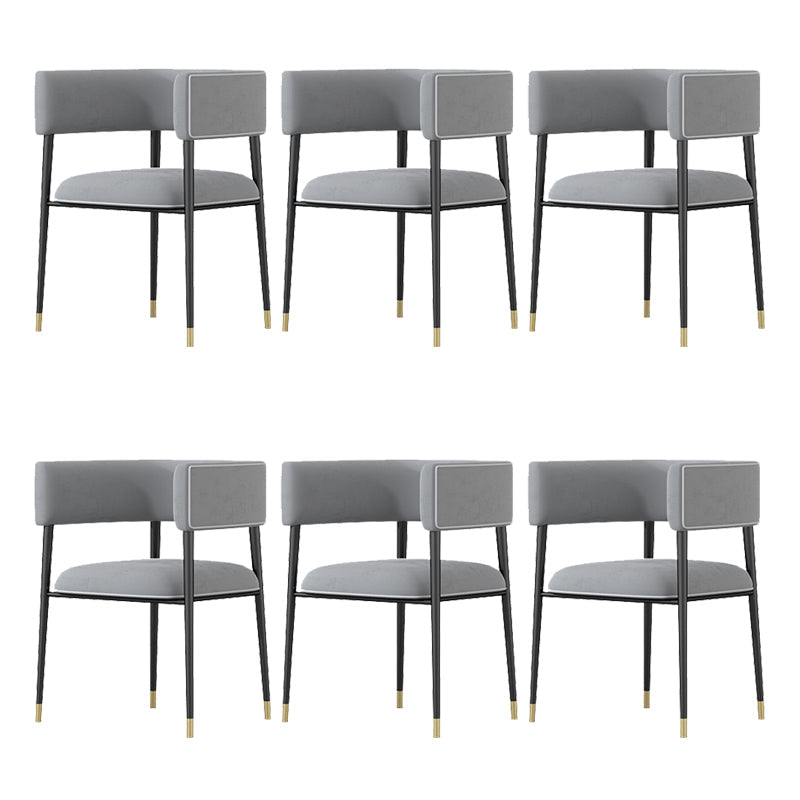 Glam Upholstered Dining Arm Chair Open Back Arm Chair for Dining Room Grey 6 Piece Set Clearhalo 'Dining Chairs' 'Dining Tables & Seating' 'dining_chair' 'furn' 'furn_dining_chair' 'Furniture' 'Kitchen & Dining Furniture' 6329681