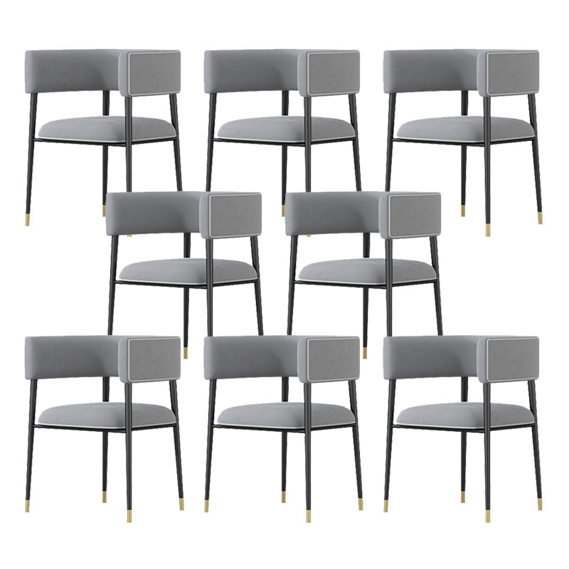 Glam Upholstered Dining Arm Chair Open Back Arm Chair for Dining Room Grey 8 Piece Set Clearhalo 'Dining Chairs' 'Dining Tables & Seating' 'dining_chair' 'furn' 'furn_dining_chair' 'Furniture' 'Kitchen & Dining Furniture' 6329682