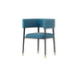 Glam Upholstered Dining Arm Chair Open Back Arm Chair for Dining Room Blue 1 Piece Clearhalo 'Dining Chairs' 'Dining Tables & Seating' 'dining_chair' 'furn' 'furn_dining_chair' 'Furniture' 'Kitchen & Dining Furniture' 6329683