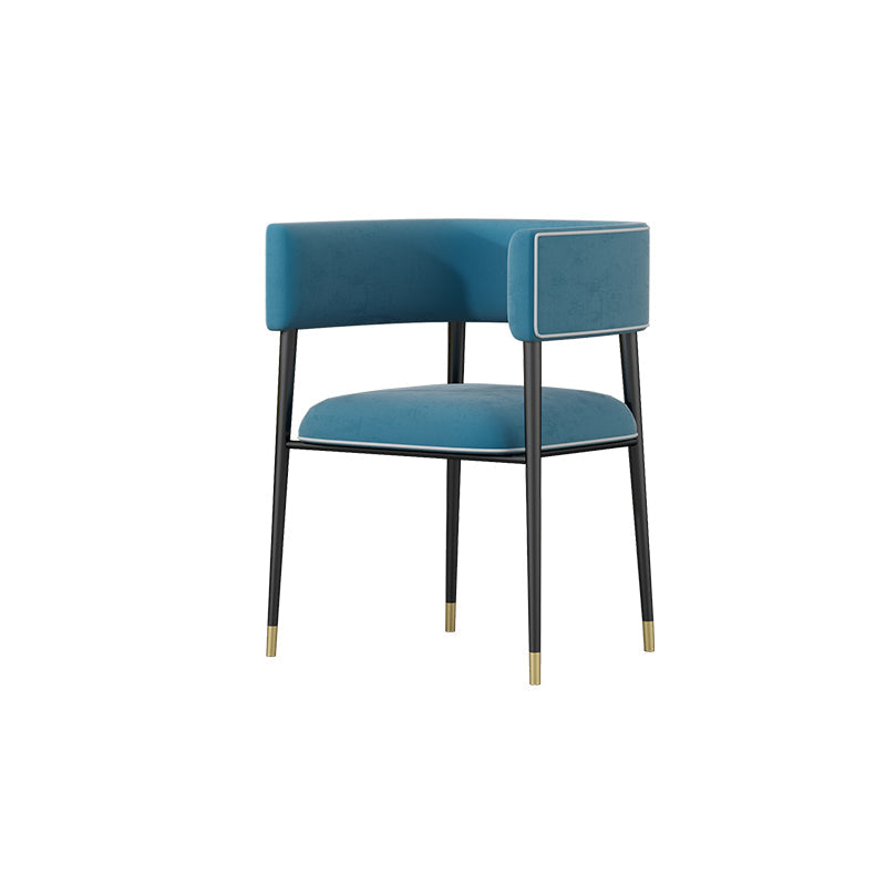 Glam Upholstered Dining Arm Chair Open Back Arm Chair for Dining Room Blue 1 Piece Clearhalo 'Dining Chairs' 'Dining Tables & Seating' 'dining_chair' 'furn' 'furn_dining_chair' 'Furniture' 'Kitchen & Dining Furniture' 6329683