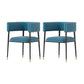 Glam Upholstered Dining Arm Chair Open Back Arm Chair for Dining Room Blue 2 Piece Set Clearhalo 'Dining Chairs' 'Dining Tables & Seating' 'dining_chair' 'furn' 'furn_dining_chair' 'Furniture' 'Kitchen & Dining Furniture' 6329684