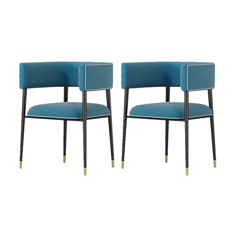 Glam Upholstered Dining Arm Chair Open Back Arm Chair for Dining Room Blue 2 Piece Set Clearhalo 'Dining Chairs' 'Dining Tables & Seating' 'dining_chair' 'furn' 'furn_dining_chair' 'Furniture' 'Kitchen & Dining Furniture' 6329684