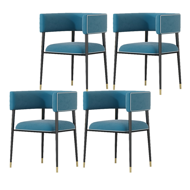 Glam Upholstered Dining Arm Chair Open Back Arm Chair for Dining Room Blue 4 Piece Set Clearhalo 'Dining Chairs' 'Dining Tables & Seating' 'dining_chair' 'furn' 'furn_dining_chair' 'Furniture' 'Kitchen & Dining Furniture' 6329685