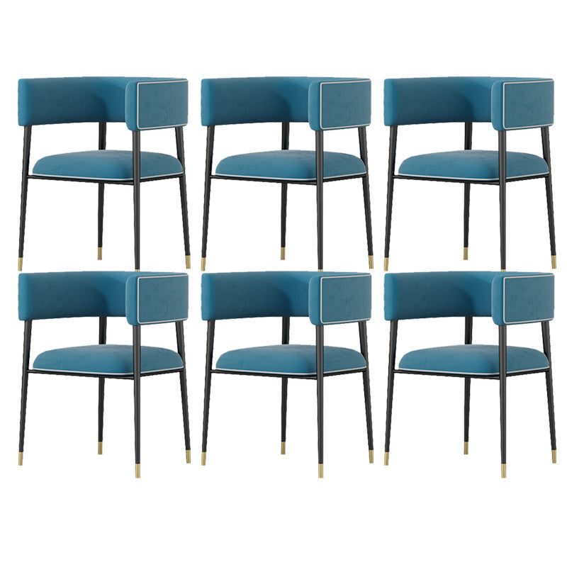 Glam Upholstered Dining Arm Chair Open Back Arm Chair for Dining Room Blue 6 Piece Set Clearhalo 'Dining Chairs' 'Dining Tables & Seating' 'dining_chair' 'furn' 'furn_dining_chair' 'Furniture' 'Kitchen & Dining Furniture' 6329686