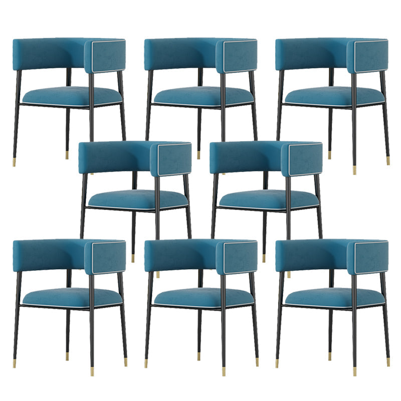 Glam Upholstered Dining Arm Chair Open Back Arm Chair for Dining Room Blue 8 Piece Set Clearhalo 'Dining Chairs' 'Dining Tables & Seating' 'dining_chair' 'furn' 'furn_dining_chair' 'Furniture' 'Kitchen & Dining Furniture' 6329687