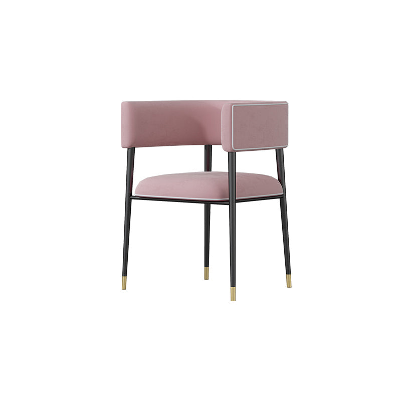 Glam Upholstered Dining Arm Chair Open Back Arm Chair for Dining Room Pink 1 Piece Clearhalo 'Dining Chairs' 'Dining Tables & Seating' 'dining_chair' 'furn' 'furn_dining_chair' 'Furniture' 'Kitchen & Dining Furniture' 6329688