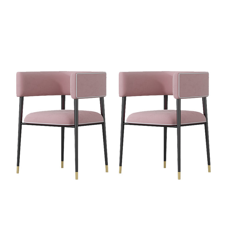 Glam Upholstered Dining Arm Chair Open Back Arm Chair for Dining Room Pink 2 Piece Set Clearhalo 'Dining Chairs' 'Dining Tables & Seating' 'dining_chair' 'furn' 'furn_dining_chair' 'Furniture' 'Kitchen & Dining Furniture' 6329689