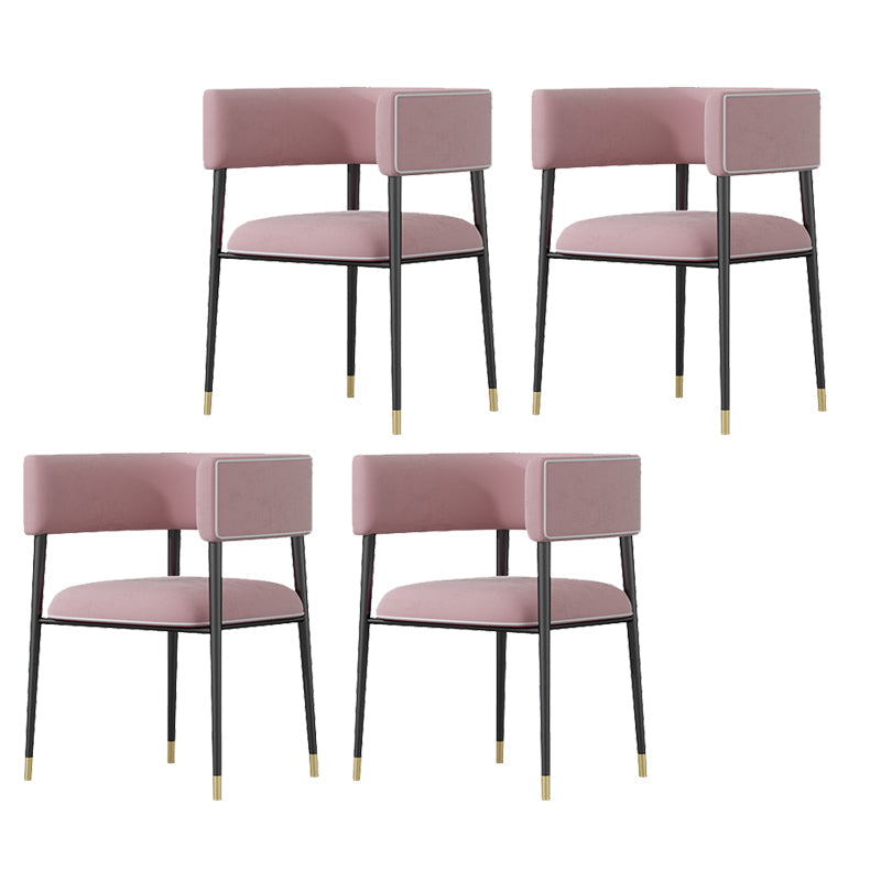Glam Upholstered Dining Arm Chair Open Back Arm Chair for Dining Room Pink 4 Piece Set Clearhalo 'Dining Chairs' 'Dining Tables & Seating' 'dining_chair' 'furn' 'furn_dining_chair' 'Furniture' 'Kitchen & Dining Furniture' 6329690