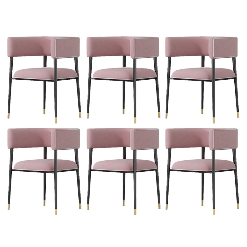 Glam Upholstered Dining Arm Chair Open Back Arm Chair for Dining Room Pink 6 Piece Set Clearhalo 'Dining Chairs' 'Dining Tables & Seating' 'dining_chair' 'furn' 'furn_dining_chair' 'Furniture' 'Kitchen & Dining Furniture' 6329691
